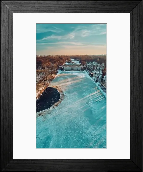 Framed Print : Beautiful panoramic aerial drone view of the Palace on the Isle (Polish: Palac Na Wyspie) Framed Print : Beautiful panoramic aerial drone view of the Palace on the Isle (Polish: Palac Na Wyspie)