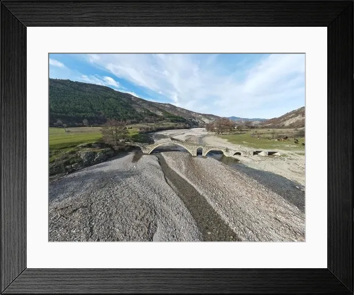 Framed Print : Aerial panorama of Ancient Roman bridge near village of Nenkovo at Rhodope Mountains, Kardzhali Region, Bulgaria Framed Print : Aerial panorama of Ancient Roman bridge near village of Nenkovo at Rhodope Mountains, Kardzhali Region, Bulgaria