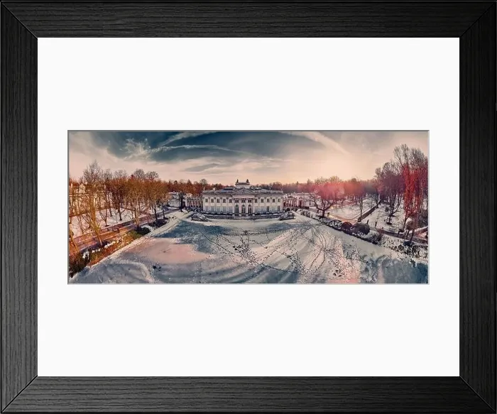 Framed Print : Beautiful panoramic aerial drone view of the Palace on the Isle (Polish: Palac Na Wyspie)