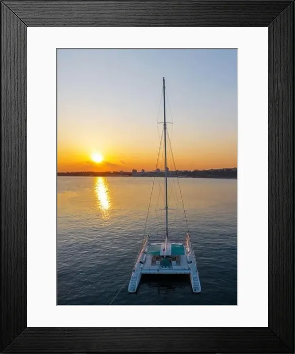 Framed Print : Catamaran on the marina at sunset Framed Print : Catamaran on the marina at sunset