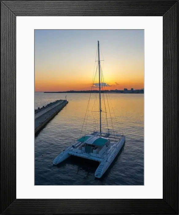 Framed Print : Catamaran on the marina at sunset Framed Print : Catamaran on the marina at sunset