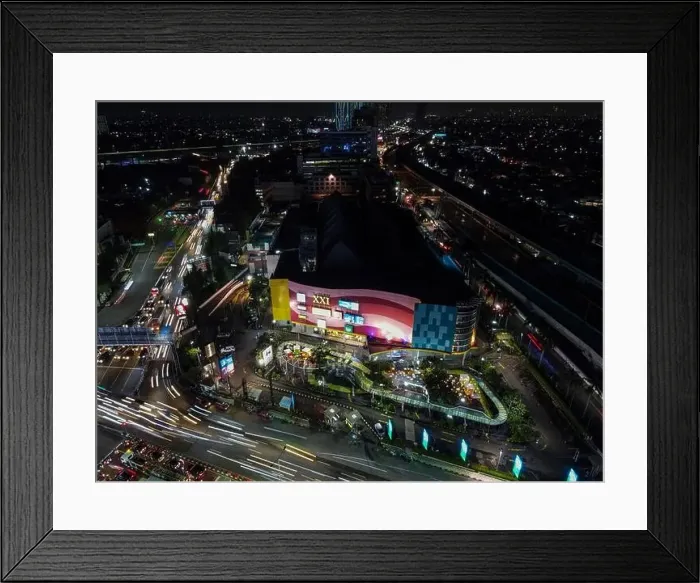 Framed Print : Aerial view of Apartment Aston Location Bekasi at night. Bekasi, Indonesia, March 9, 2021 Framed Print : Aerial view of Apartment Aston Location Bekasi at night. Bekasi, Indonesia, March 9, 2021