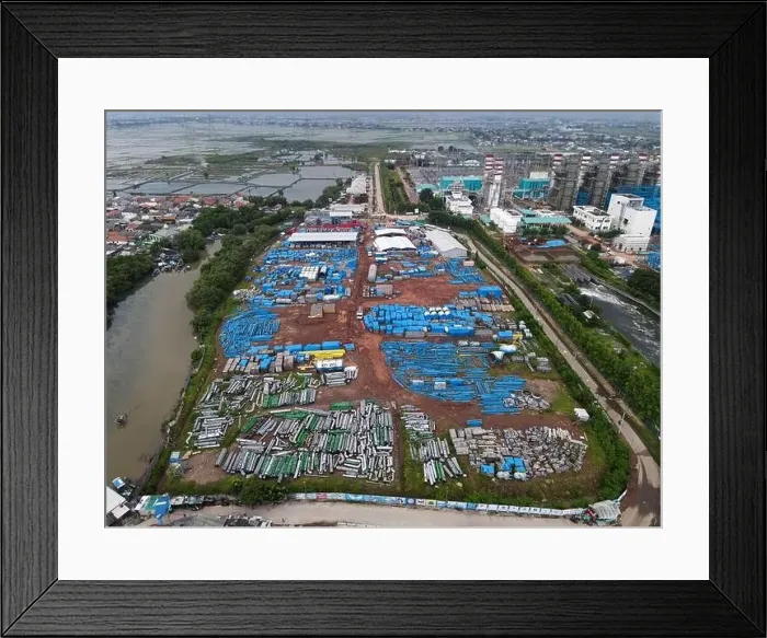 Framed Print : Aerial view of Oil and gas industry - refinery after rain - factory - petrochemical plant Framed Print : Aerial view of Oil and gas industry - refinery after rain - factory - petrochemical plant