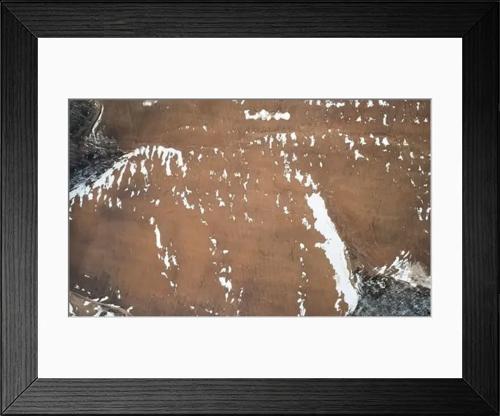 Framed Print : Frozen earth surface background above top drone view Framed Print : Frozen earth surface background above top drone view