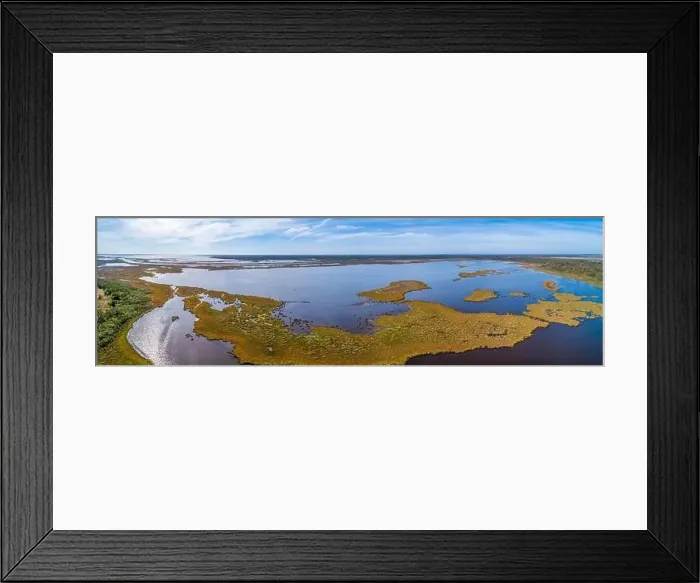 Framed Print : Scenic aerial panorama of a lake in Gippsland, Victoria, Australia Framed Print : Scenic aerial panorama of a lake in Gippsland, Victoria, Australia