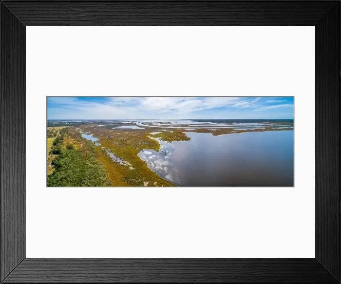 Framed Print : Large coastal salt water lake in Gippsland, Australia - aerial panorama Framed Print : Large coastal salt water lake in Gippsland, Australia - aerial panorama