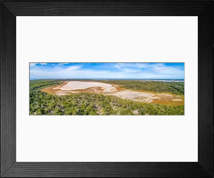 Framed Print : Aerial panorama of The Lakes National Park in Gippsland, Australia Framed Print : Aerial panorama of The Lakes National Park in Gippsland, Australia