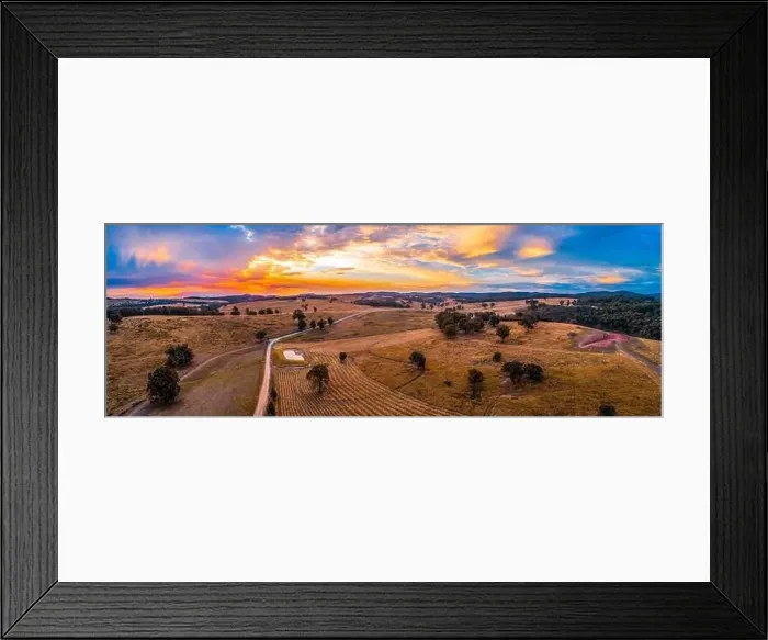 Framed Print : Vivid sunset in Australia aerial panorama Framed Print : Vivid sunset in Australia aerial panorama