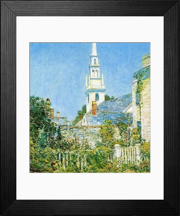Framed Print : Frederick Childe Hassam- White Church Newport Ak Church New England Village 1901 Framed Print : Frederick Childe Hassam- White Church Newport Ak Church New England Village 1901