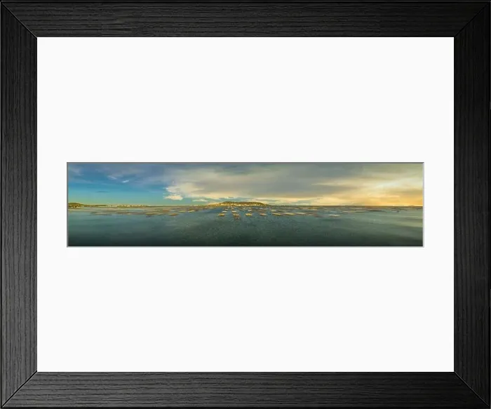 Framed Print : Aerial panoramic of the Thau lagoon and its oyster tables, in Occitanie, France Framed Print : Aerial panoramic of the Thau lagoon and its oyster tables, in Occitanie, France
