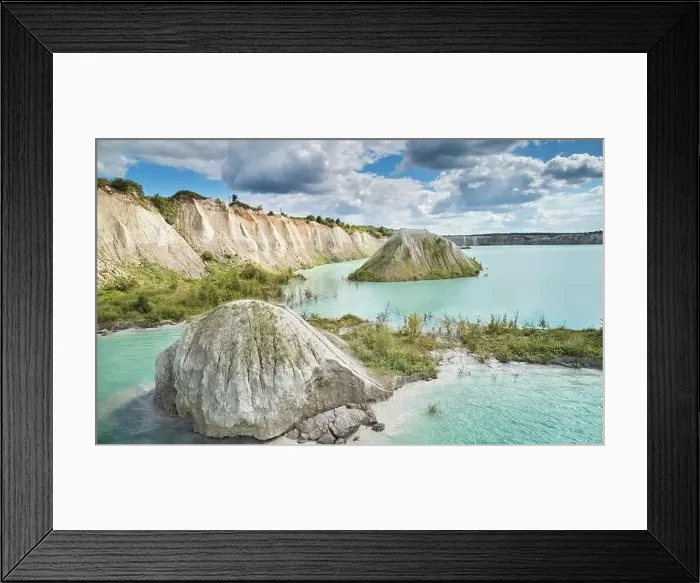 Framed Print : Stone and rocks in quarry aerial above view on bright sunny day Framed Print : Stone and rocks in quarry aerial above view on bright sunny day