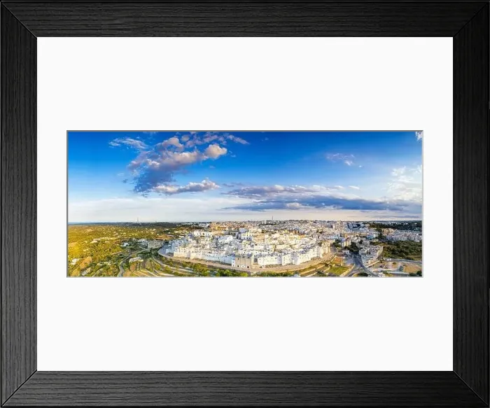 Framed Print : Aerial panoramic of Ostuni and olive groves at sunset, province of Brindisi, Salento, Apulia, Italy Framed Print : Aerial panoramic of Ostuni and olive groves at sunset, province of Brindisi, Salento, Apulia, Italy