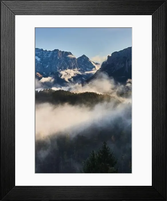Framed Print : a beautiful landscape of fog in a forest Framed Print : a beautiful landscape of fog in a forest