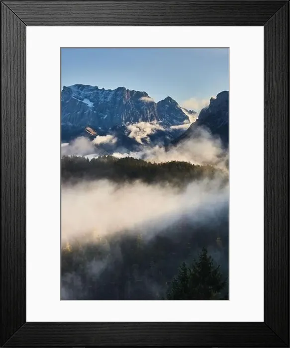 Framed Print : a beautiful landscape of fog in a forest Framed Print : a beautiful landscape of fog in a forest