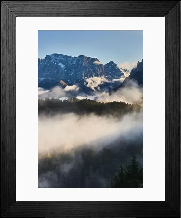 Framed Print : a beautiful landscape of fog in a forest Framed Print : a beautiful landscape of fog in a forest