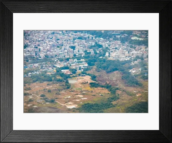 Framed Print : Aerial view of village in Yuen Long, Hong Kong, daytime outdoor Framed Print : Aerial view of village in Yuen Long, Hong Kong, daytime outdoor