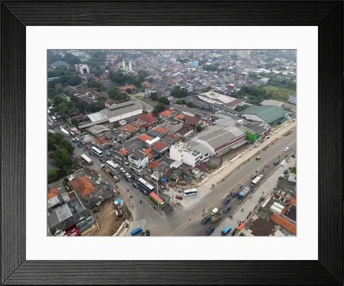 Framed Print : Traffic jam on the polluted streets of Bekasi Framed Print : Traffic jam on the polluted streets of Bekasi