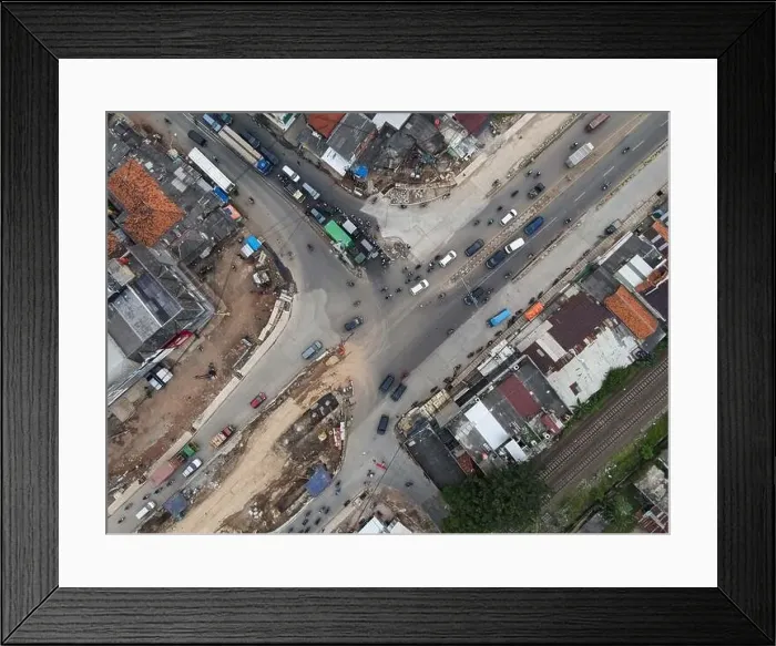 Framed Print : Traffic jam on the polluted streets of Bekasi Framed Print : Traffic jam on the polluted streets of Bekasi
