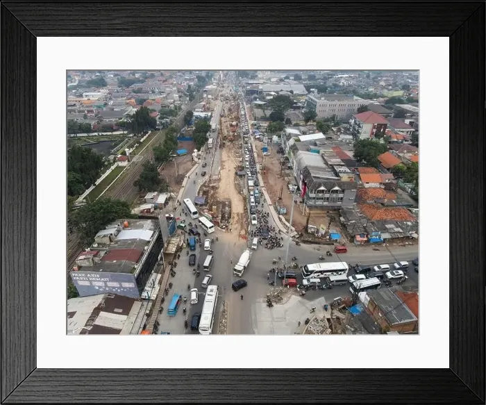 Framed Print : Traffic jam on the polluted streets of Bekasi Framed Print : Traffic jam on the polluted streets of Bekasi