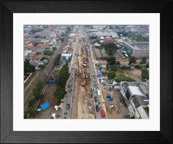 Framed Print : Traffic jam on the polluted streets of Bekasi Framed Print : Traffic jam on the polluted streets of Bekasi