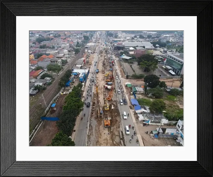 Framed Print : Traffic jam on the polluted streets of Bekasi Framed Print : Traffic jam on the polluted streets of Bekasi