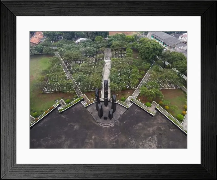 Framed Print : Bulak Kapal Heroes Cemetery (officially named Taman Makam Pahlawan Nasional Utama Bekasi) abbreviated as TMP Bekasi) Framed Print : Bulak Kapal Heroes Cemetery (officially named Taman Makam Pahlawan Nasional Utama Bekasi) abbreviated as TMP Bekasi)