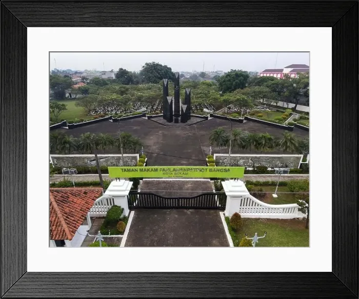 Framed Print : Bulak Kapal Heroes Cemetery (officially named Taman Makam Pahlawan Nasional Utama Bekasi) abbreviated as TMP Bekasi)