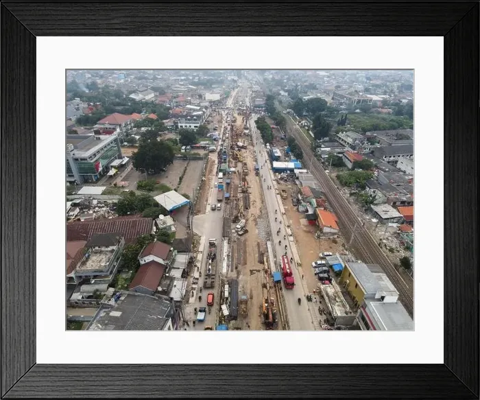 Framed Print : Traffic jam on the polluted streets of Bekasi Framed Print : Traffic jam on the polluted streets of Bekasi