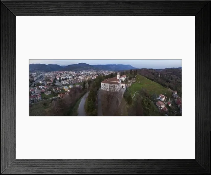 Framed Print : Panorama of Kostanjevica Church With Nova Gorica, View From Drone, City on Left Framed Print : Panorama of Kostanjevica Church With Nova Gorica, View From Drone, City on Left