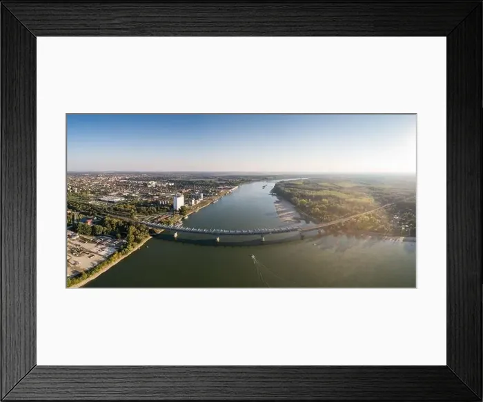 Framed Print : Baja Bridge in Hungary across river Danube