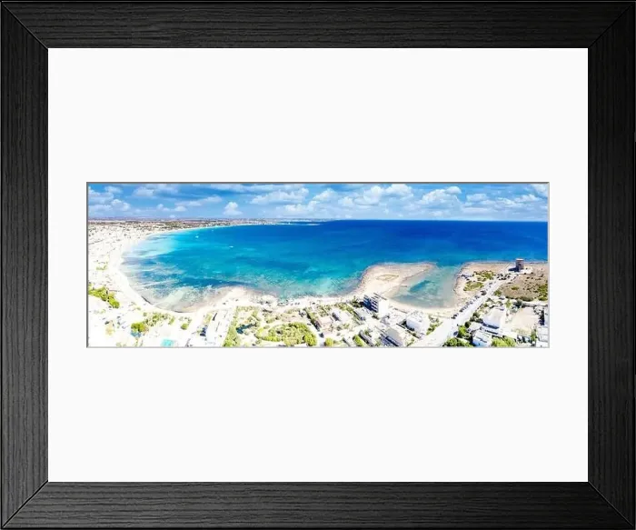 Framed Print : Aerial panoramic of famous sea resort Torre Lapillo in summer, Porto Cesareo, Lecce province, Salento, Apulia, Italy Framed Print : Aerial panoramic of famous sea resort Torre Lapillo in summer, Porto Cesareo, Lecce province, Salento, Apulia, Italy
