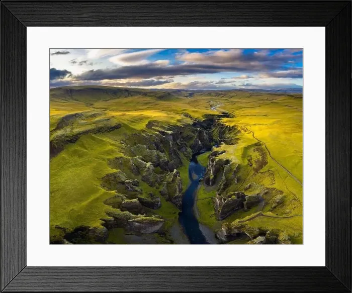 Framed Print : Aerial view of Fjadrargljufur canyon in Iceland Framed Print : Aerial view of Fjadrargljufur canyon in Iceland