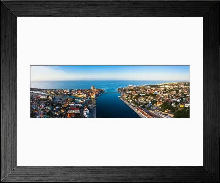 Framed Print : Panoramic aerial view above coast scenery of Curacao, Caribbean with ocean and beach Framed Print : Panoramic aerial view above coast scenery of Curacao, Caribbean with ocean and beach