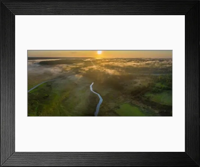 Framed Print : Drone aerial view river landscape. Summer landscape Framed Print : Drone aerial view river landscape. Summer landscape