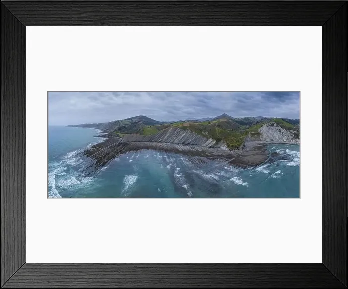 Framed Print : Zumaia and Deba flysch geological strata layers drone aerial view, Basque Country Framed Print : Zumaia and Deba flysch geological strata layers drone aerial view, Basque Country