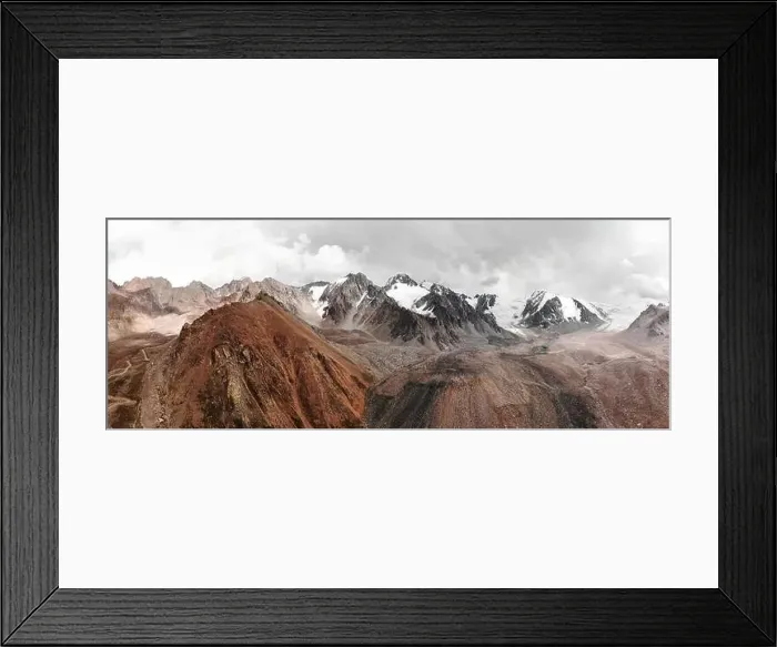 Framed Print : Aerial panorama view of the mountain valley in Tien Shan mountains in Almaty Kazakhstan. Picture taken by drone Framed Print : Aerial panorama view of the mountain valley in Tien Shan mountains in Almaty Kazakhstan. Picture taken by drone