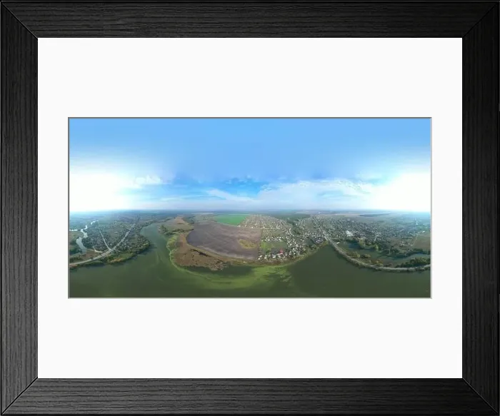 Framed Print : Beautiful bright landscape photography with drone on a autumn day at sunset. Aerial panorama countryside, fields, town Framed Print : Beautiful bright landscape photography with drone on a autumn day at sunset. Aerial panorama countryside, fields, town