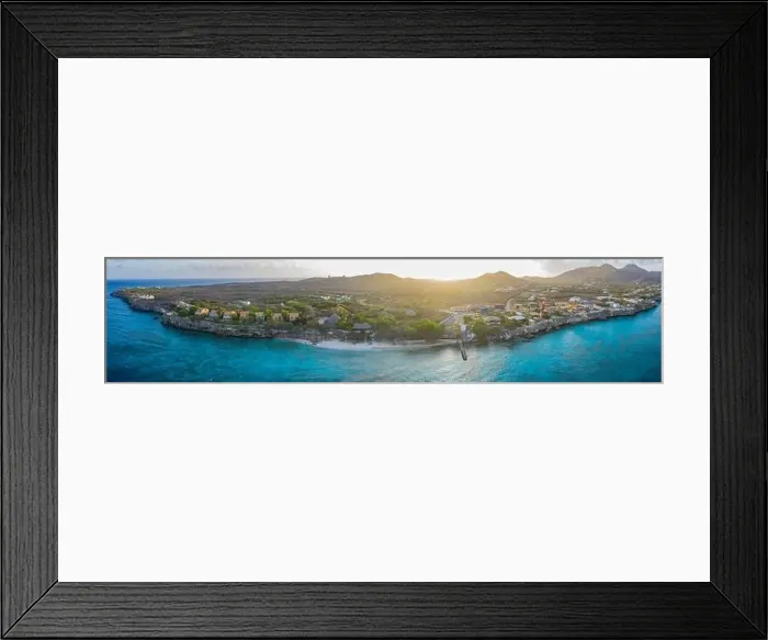 Framed Print : Aerial view above coast scenery of Curacao, Caribbean with ocean and beach Framed Print : Aerial view above coast scenery of Curacao, Caribbean with ocean and beach
