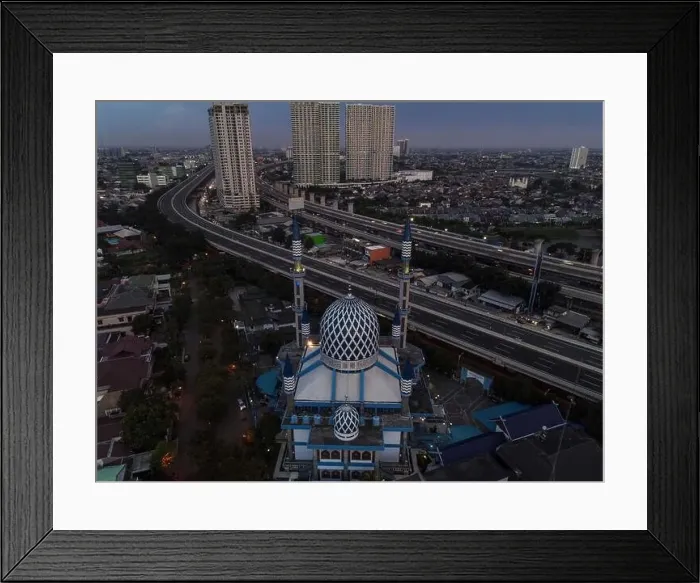 Framed Print : Al-azhar Center Mosque panorama view Largest Mosque in Bekasi