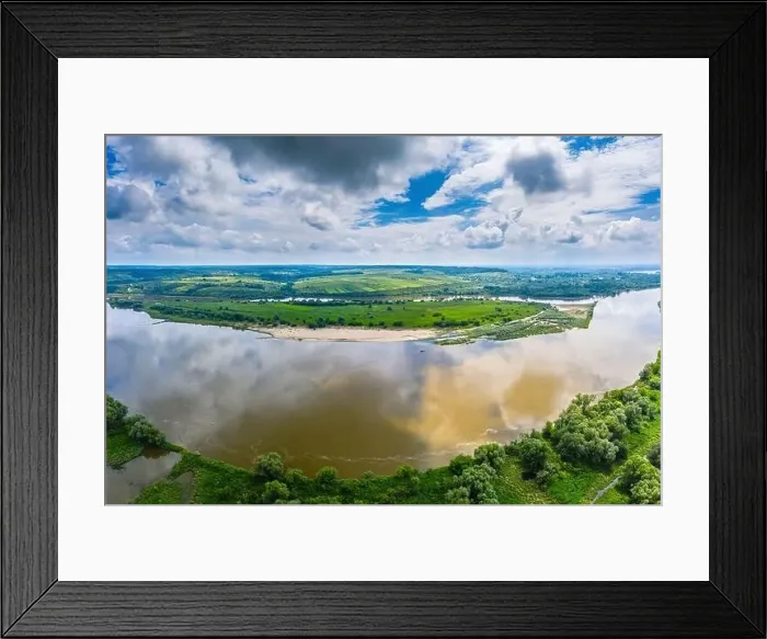 Framed Print : Aerial view of Vistula River near Kazimierz Dolny surroundings Framed Print : Aerial view of Vistula River near Kazimierz Dolny surroundings