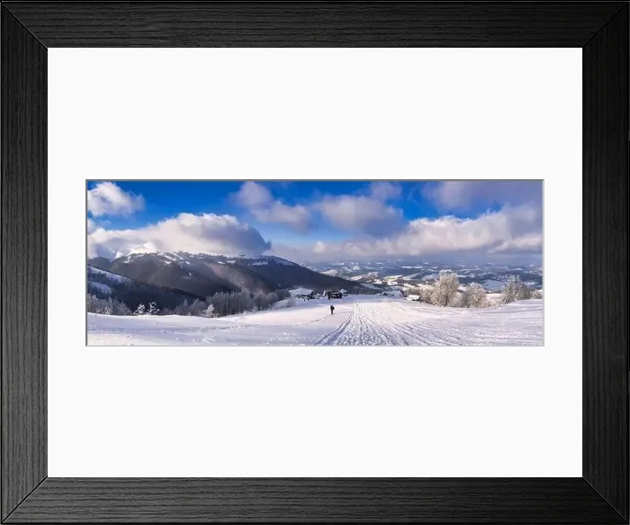 Framed Print : View of the evening winter wide panorama Framed Print : View of the evening winter wide panorama