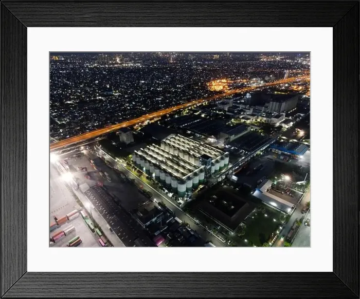 Framed Print : Aerial view of Container ship loading and unloading in deep sea port Framed Print : Aerial view of Container ship loading and unloading in deep sea port