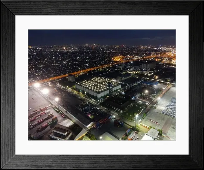 Framed Print : Aerial view of Container ship loading and unloading in deep sea port Framed Print : Aerial view of Container ship loading and unloading in deep sea port