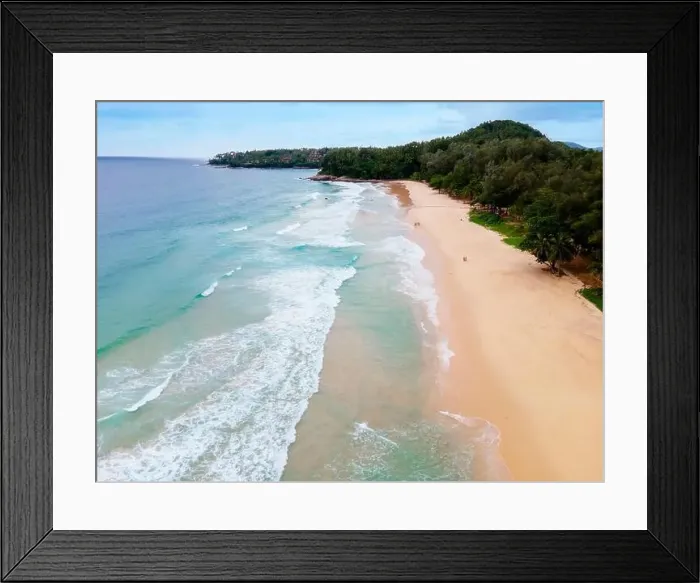 Framed Print : top view drone Beautiful topical beach with white sand Framed Print : top view drone Beautiful topical beach with white sand