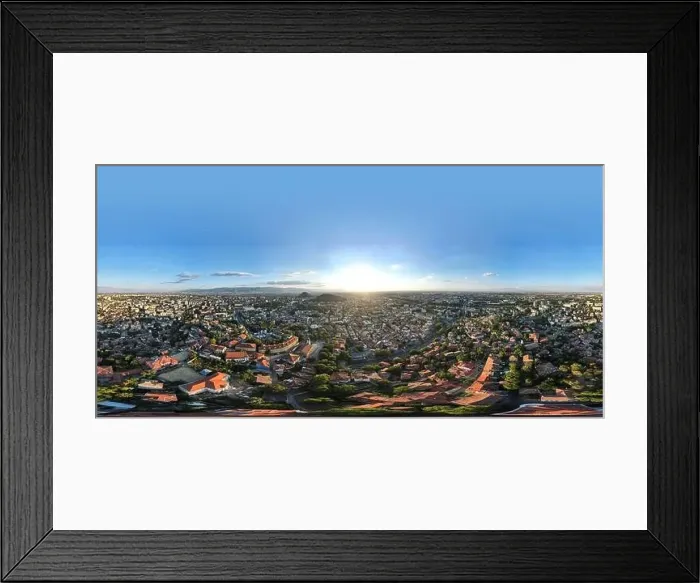 Framed Print : Amazing Aerial sunset panorama of City of Plovdiv, Bulgaria Framed Print : Amazing Aerial sunset panorama of City of Plovdiv, Bulgaria