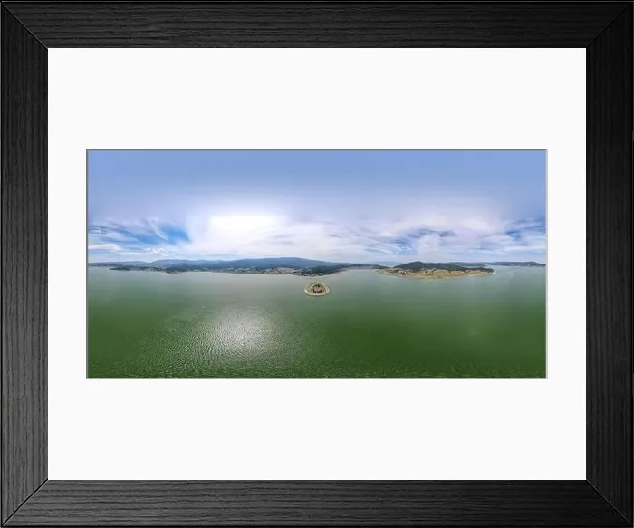 Framed Print : Aerial panorama of Batak Reservoir, Pazardzhik Region, Bulgaria Framed Print : Aerial panorama of Batak Reservoir, Pazardzhik Region, Bulgaria