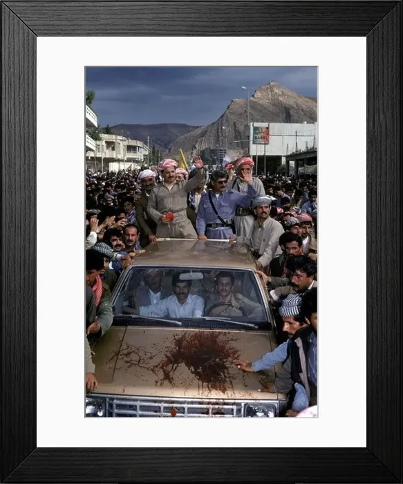 Framed Print : KURDISTAN, NORTHER IRAQ: MASOUD BARZANI DRIVES THROUGH THE STREETS OF DAHUK ON HIS FIRST EVER VISIT TO THE TOWN Framed Print : KURDISTAN, NORTHER IRAQ: MASOUD BARZANI DRIVES THROUGH THE STREETS OF DAHUK ON HIS FIRST EVER VISIT TO THE TOWN