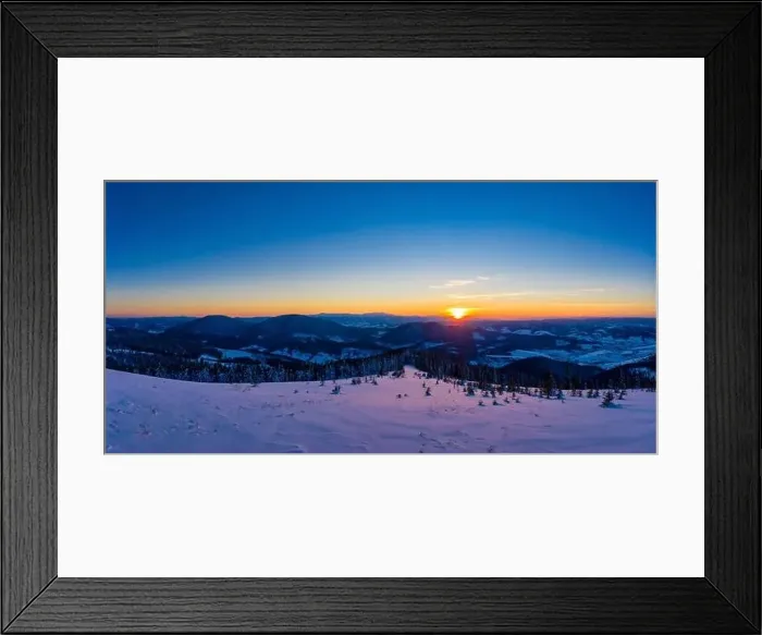 Framed Print : Picturesque winter panorama of snowy mountain hills Framed Print : Picturesque winter panorama of snowy mountain hills