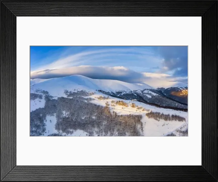 Framed Print : Magical winter panorama of beautiful snowy slopes Framed Print : Magical winter panorama of beautiful snowy slopes