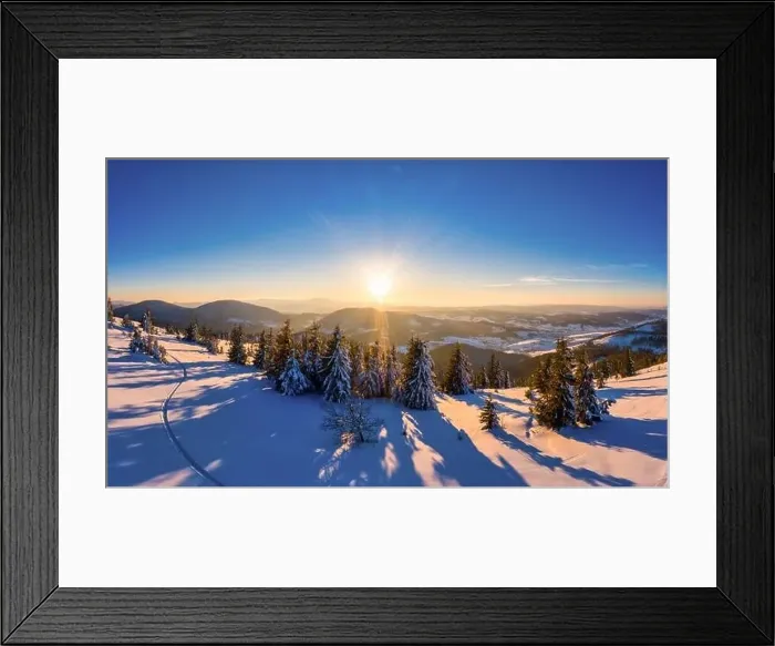 Framed Print : Picturesque winter panorama of snowy mountain hills Framed Print : Picturesque winter panorama of snowy mountain hills